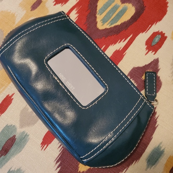Nine West Teal Zippered Pouch with Mirror - Picture 3 of 7